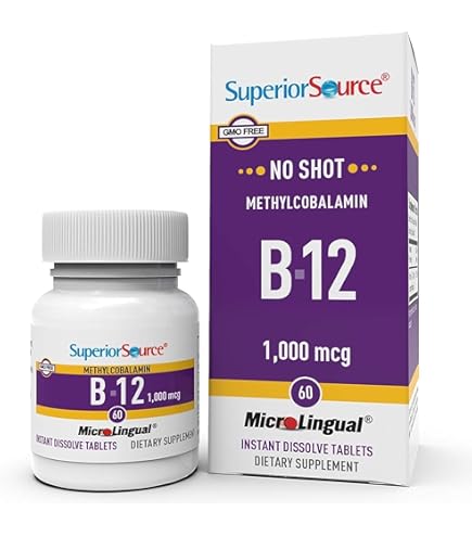 Superior Source No Shot Vitamin B-12 Cyanocobalamin 1000 mcg, B-6, Folic Acid 400 mcg - Support Brain & Heart Health - Aids Natural Energy Levels