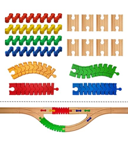 thumbnail image 2 of Wooden Train Track Dog Bone Connectors – 12-Pack, Fits Brio, Ikea & Major Brands, Brown 2 of 3