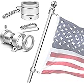ExtenPole 5FT/6FT Flag Pole for Outside House 1 Inch Metal with Non-Wrapping Flagpole Rings Clip, 304 Stainless Steel Spinning Flagpoles for Residential, Outdoor or Porch (Without Flag or Bracket)