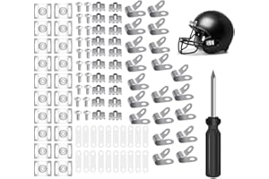 Lyshujli 100Pcs Football Helmet Repair Kit,Hockey Helmet Hardware Kit,R Shape Football Visor Clips Screws Nuts with Rubber Ga