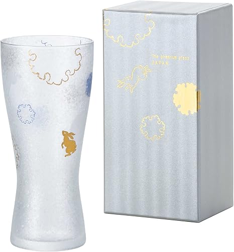 Amazon Co Jp アデリア ビールグラス ゴールド 310ml プレミアムニッポンテイスト雪兎 ビアグラス 泡づくり機能付 ギフト箱入 日本製 66 ホーム キッチン