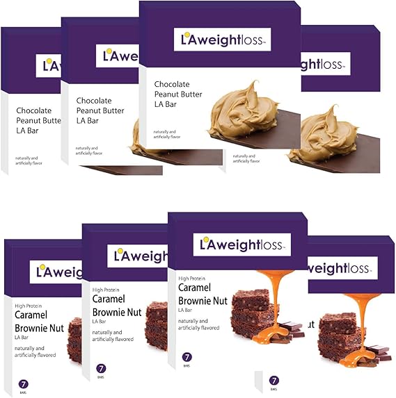 LA Weight Loss Bars Chocolate Peanut Butter & Caramel Brownie 8 Pack Health