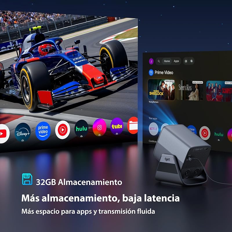 Proyector 1080P HDR10+, Memoria de 32 GB【Apps integradas】
