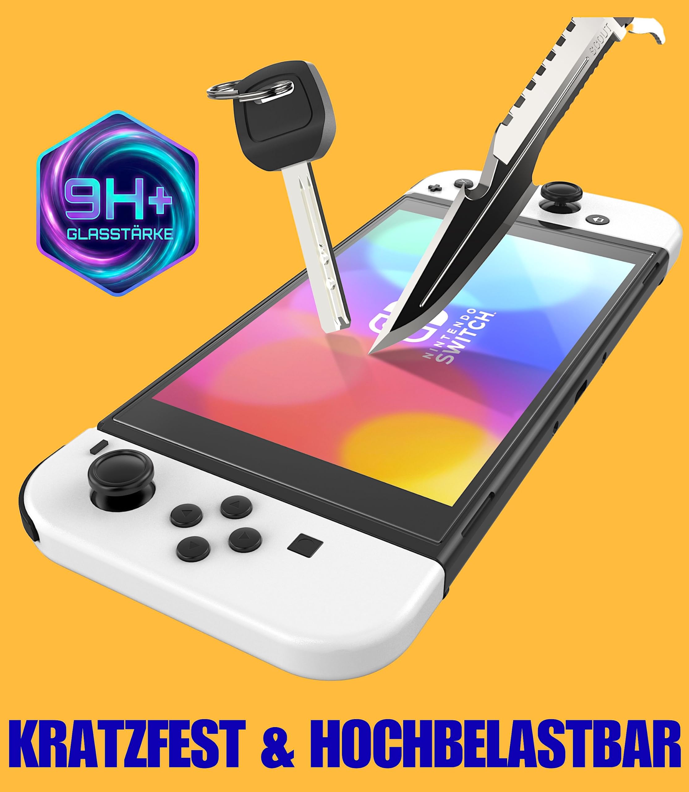 XeloTech Schutzglas für Nintendo Switch OLED mit Schablone zur Positionierung 2 Stück - Echter Dispalyschutz - Keine Folie aus Plastik - Echtes Glas - 7.0 Zoll 2
