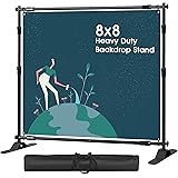 NicQliear Heavy Duty Backdrop Banner Stand 8 x 8ft - Adjustable Telescopic Back Drop Stand - Step and Repeat Display Photogra