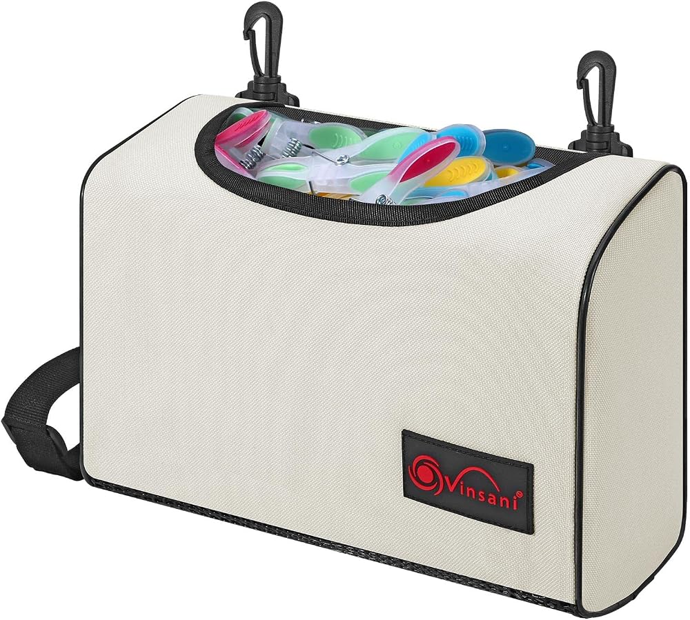 Vinsani Clothes Peg Bag Premium Waterproof Wearable Storage 300 Pegs Cream