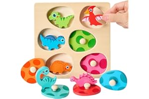 Montessori Mama Montessori Toys for 1-3 Year Old Toddler Puzzle - Dual Layered Wooden Puzzles for Toddlers 1-3, Dinosaur Toy, Educational Toy for 2 Year Old