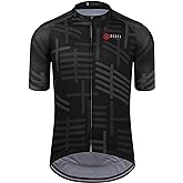 GCRFL Men's Cycling Jersey Short Sleeve Biking Shirt with 3 Rear Pockets + Zipper Pocket Breathable Quick Dry Bicycle Jersey
