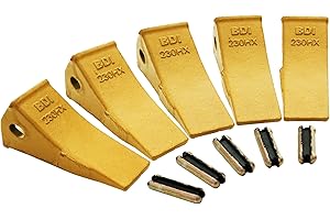 BDI Wear Parts 5 Pack 23 230 Excavator Bucket Teeth for Bobcat Bucket Teeth with 23p Flex Pin Compatible with 23 & 230 Series Skid Steer Loaders and Excavators