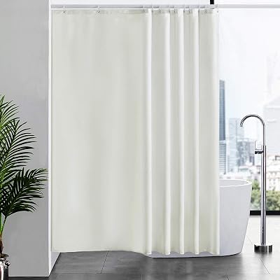 Furlinic Shower Curtain Mould Proof Waterproof 200x200cm Blue Grey 12 Hooks