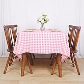 DUOBAO Pink Tablecloth Square 54x54 Checkered Table Cloth Buffalo Plaid Checked Tablecloth Fabric 54-Inch Outdoor Pink and White Picnic Gingham Tablecloths for Kitchen BBQs Birthday and Parties