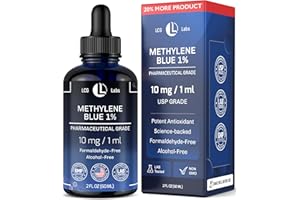 LCG LABS Methylene Blue Pharmaceutical Grade - Methylene Blue 1% - Liquid Drops Aqueous Solution 10 mg / 1 ml - Third Party Tested - Formaldehyde & Alcohol-Free - Made in USA 2 Fl OZ
