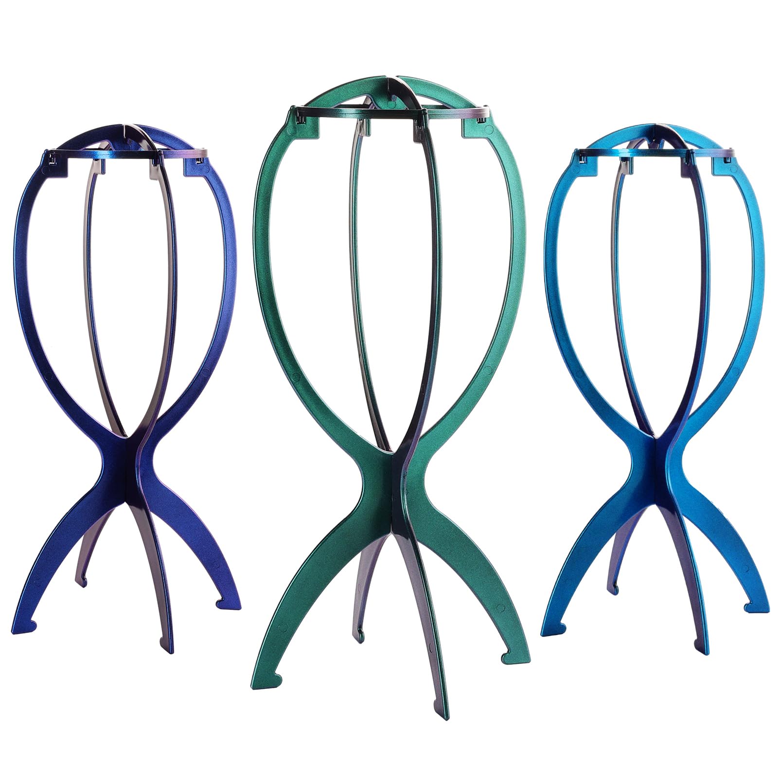 Dreamlover Plastic Wig Stands, Wig Holders, Display Head Stands, Blue Green Purple, 3 Pack