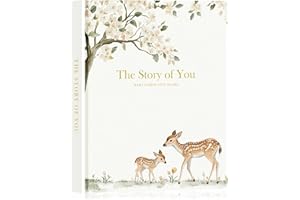 Lanpn Baby Memory Book for Boy Girl - The Story of You, Newborn Babys Keepsake Book Photo Album for New Parents, Leather Cove