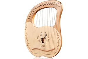 TienClef Lyre Harp 19 Metal String Ancient Greece Style Mango Shaped Helios Pattern Box Type Lyra Harp with Tuning Wrench and Instruction Guide for Adult kids and Beginner (Natrual)
