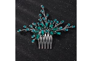 Teyglen Bridal Crystal Hair Comb Full Green Rhinestone Wedding Hair Comb Simple Green Crystal Hair Piece Bridal Hair Accessories Sparkly Headpiece for Women Bride Girls