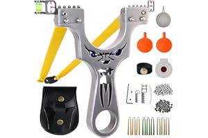AGKCIHVEN Slingshot, Stainless Steel Slingshots for Adults and Kids, Sling Shot for Hunting and Shooting Practice Slingshot for Outdoor Catapult Game with 1 Ammo Pouch, 100 Ammo Balls, 9 flatbands & 4 Target,