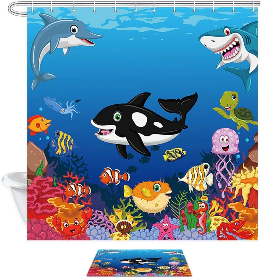 vrupi Ocean World Mehrfarbige Meeresboden Korallenfische Cartoon-Muster