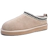 FITORY Women's Suede Slipper, Flat Slip On House Shoes with Faux Fur Lining Indoor Outdoor Short Mini Boots