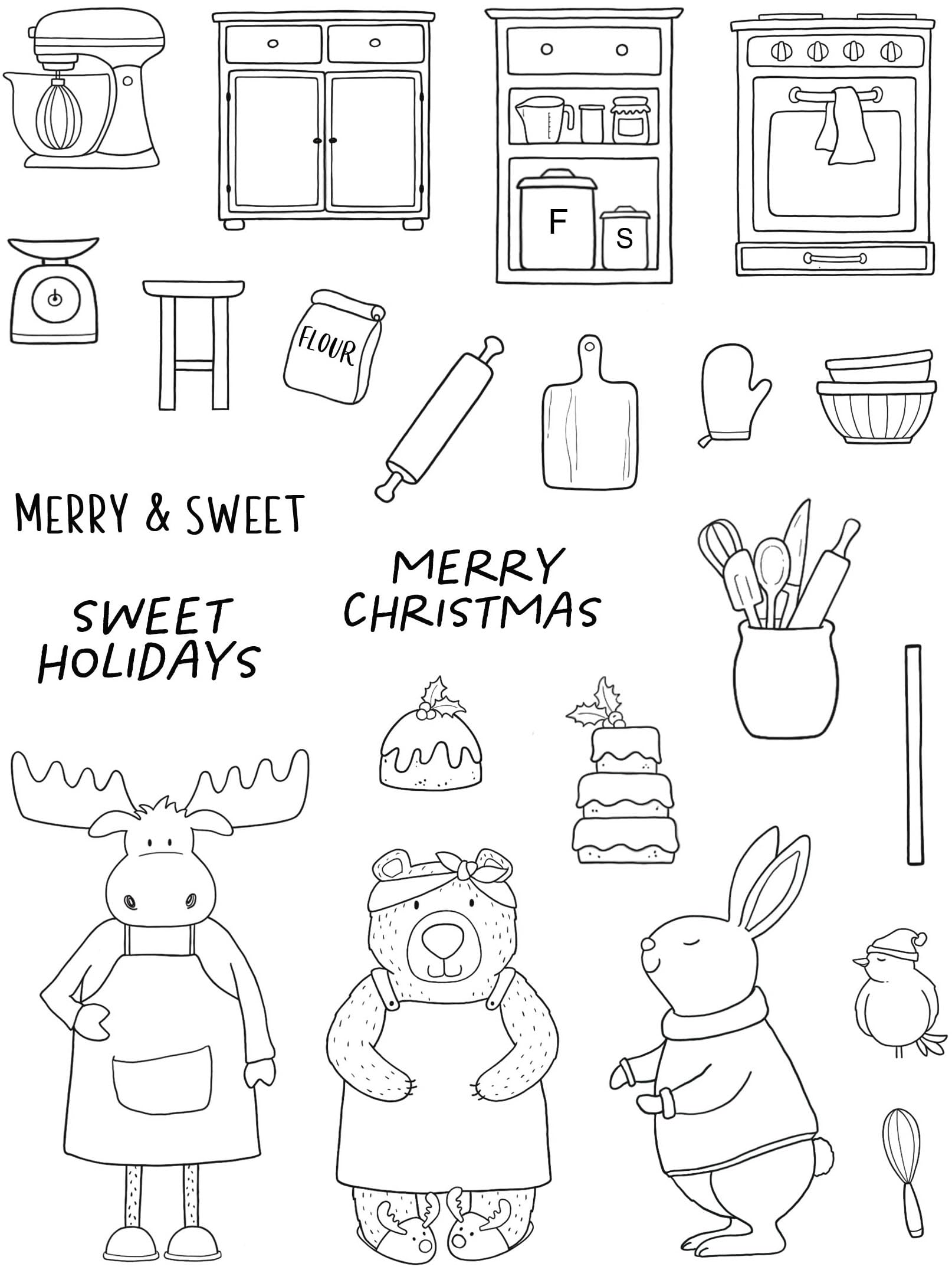 Creative Expressions Jane's Doodles Clear Stamp Set-Merry & Sweet, 6 x 8 in