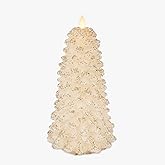 Luminara Christmas North Tree Flameless LED Candle, White Swan 9.6" Battery Operated Moving Flame Real Wax Unscented Safe Timer Home Decor Convenient