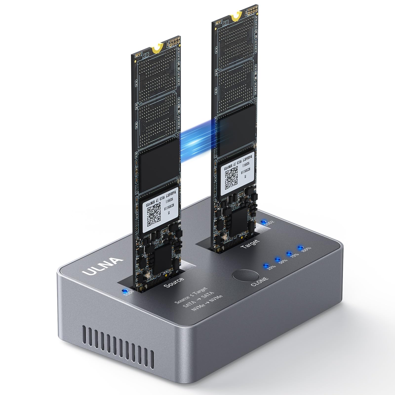 Photo 1 of NVME to NVME, SATA to SATA SSD Cloner, ULNA DUP230 Dual-Bay Offline Clone M.2 Duplicator, USB3.2 Gen2*2 20Gbps M.2 Cloner for SSD Size 2230/2242/2260/2280/22110