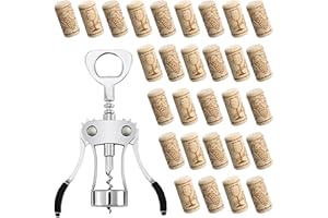 Yauhar 31Pcs Zinc Alloy Premium Wing Corkscrew with #8 Straight Wine Corks, Multifunctional Bottles Opener and Decorative Win
