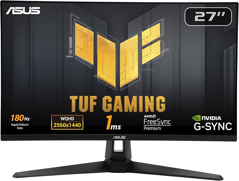 ASUS TUF Gaming VG27AQ3A 27" QHD 180Hz Fast IPS Gaming Monitor ELMB Sync G-Sync