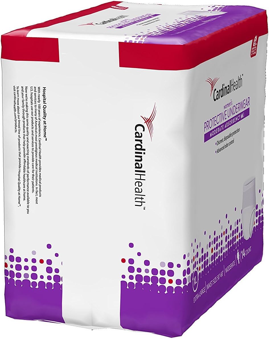 Cardinal Health Women's Moderate Absorbency Protective Underwear, X-Large Fits 58"-68" Waist (56), 56 Count Case Pack: Health & Personal Care