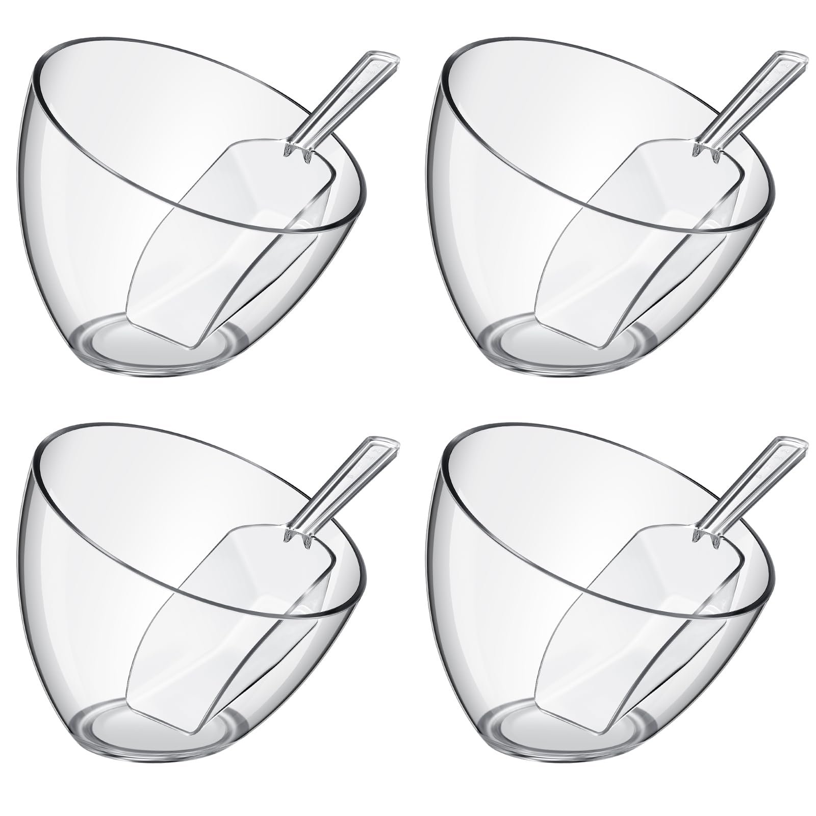 Photo 1 of Hoolerry 8 Pcs Serving Bowls Kit Include Plastic Bowls for Parties and Popcorn Measuring Scoops Acrylic Plastic Kitchen Angled Candy Scoops for Office Canister Salad Cooking(Clear,35 oz)