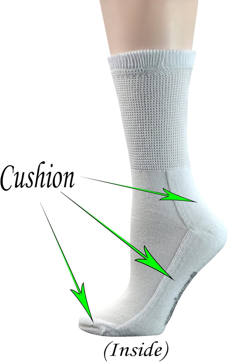 Yomandamor Women's 5 Pairs Non-Binding Cotton Crew Diabetic/Dress Socks with Seamless Toe and Cushion Sole: Clothing