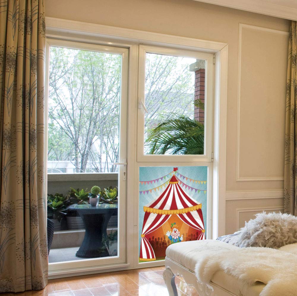 Amazon Com C Coaballa Stained Glass Window Film Circus Decor For Bathroom Shower Door Heat Cotrol Anti Uv Cartoon Clown In Circus Tent Cheerful Costume Funny 17 X24 Home Kitchen