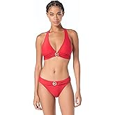 Michael Kors Womens Solid Logo Ring Halter Top