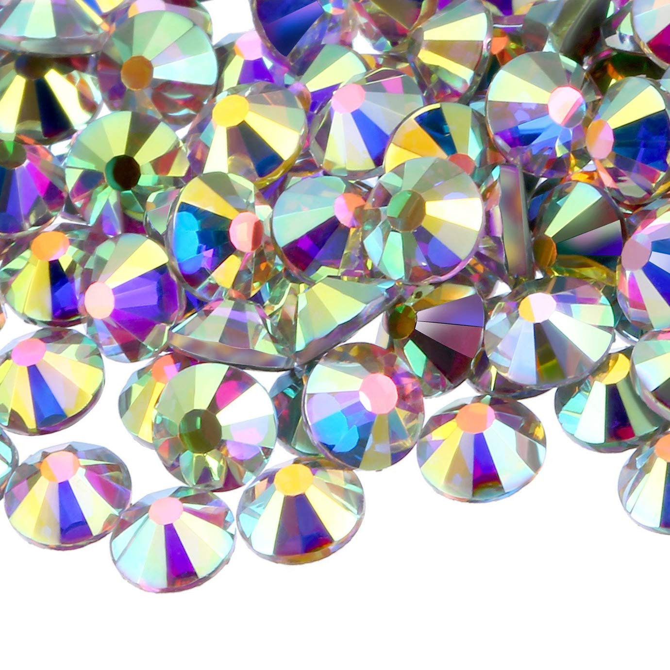 NCB 7200pcs Non Hotfix Flatback Crystals Rhinestones Round Glass Diamonds Charms Gems Stones Beads 3D for Nails Art Craft Jewels Accessories Phone Shoes Decorations (Crystal AB SS8 2.5mm 7200pcs)