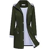 BBX Lephsnt Rain Coats for Women Waterproof Rain Jacket Lightweight Windbreaker Outdoor Hooded Trench Coat