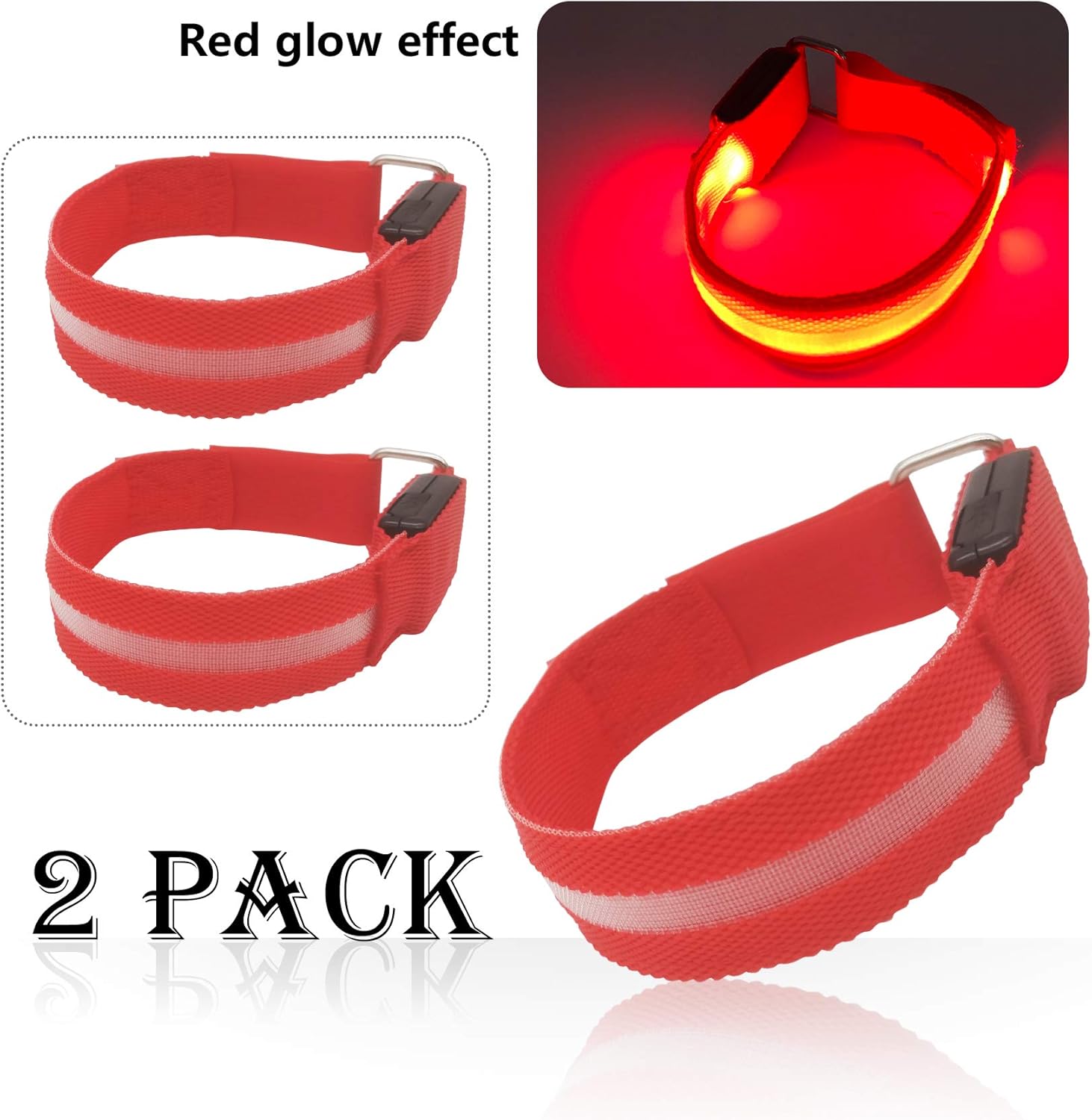 LED Armband for Running Cycling Exercising Glow Light up in Dark Night Running Gear Safety Reflective Sports Event Wristbands with USB Charging Cord (2 Pack Yellow) : Sports & Outdoors