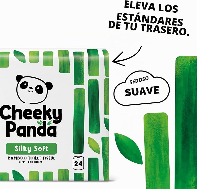Papel Higiénico de Bambú | 24 Rollos x 200 Hojas | 3 Capas 100% Bambú Biodegradable Sin Plástico | Paquete a Granel