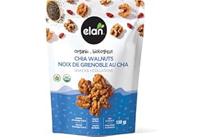 Elan Organic Chia Walnuts, 130g, Non-GMO, Gluten-Free, Vegan, Kosher, Healthy Snacks, Glazed Nuts with Chia Seeds, Goji Berry