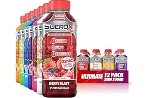 SueroX Zero Sugar Electrolyte Drink for Hydration and Recovery, Unique Blend of Electrolytes & 8 Ions, Zero Calorie Sports Drink, 21.3 Fl Oz, Ultimate Pack, 12 Count