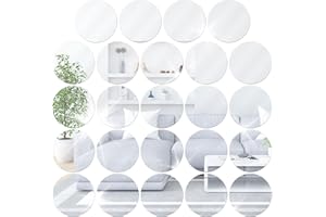 CDOKY Set of 24 Acrylic Round Mirror Plate 6" Circle Mirror Trays Wedding Centerpieces for Tables Non Glass Mirror Stickers for Home or Wall Decor Candle Crafts (6 Inch)