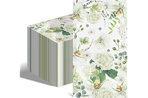 100 White Floral Guest Napkins Disposable Blossom Hand Towels Decorative Wildflower Greenery Paper Dessert Dinner Hand Napkin