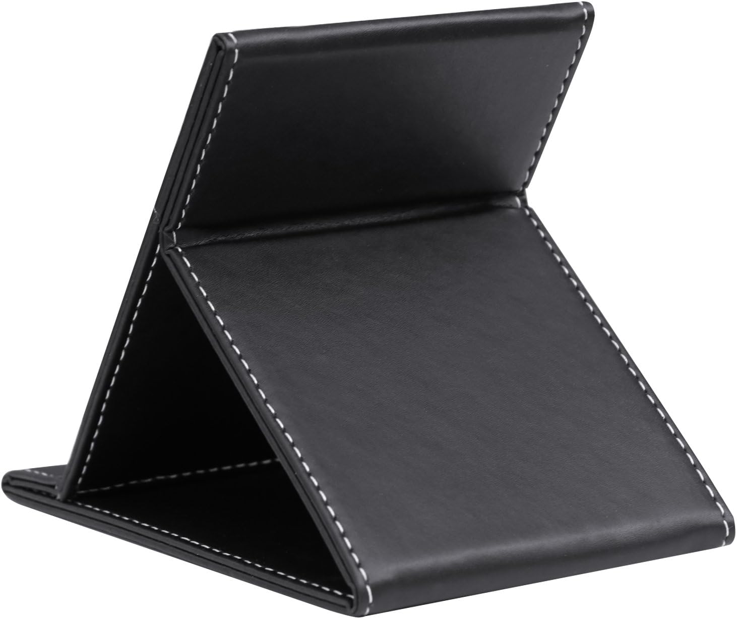 TRIXES 11.5cm x 7.5cm Folding Compact Vanity Make-Up Mirror with Black Vegan Leather Frame Stand - Image 4