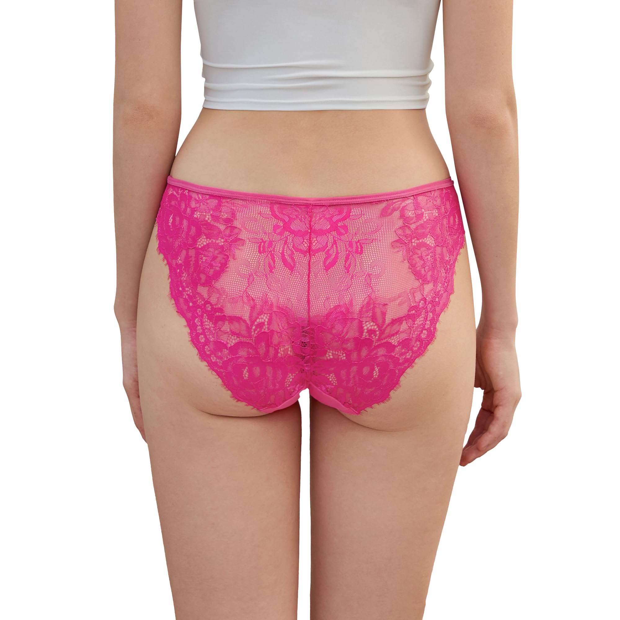 DEANGELMON Sexy Lace Underwear For Women Seamless No Show Hipster Panties Cheeky Bikini Panty Pack(5P1,XL)