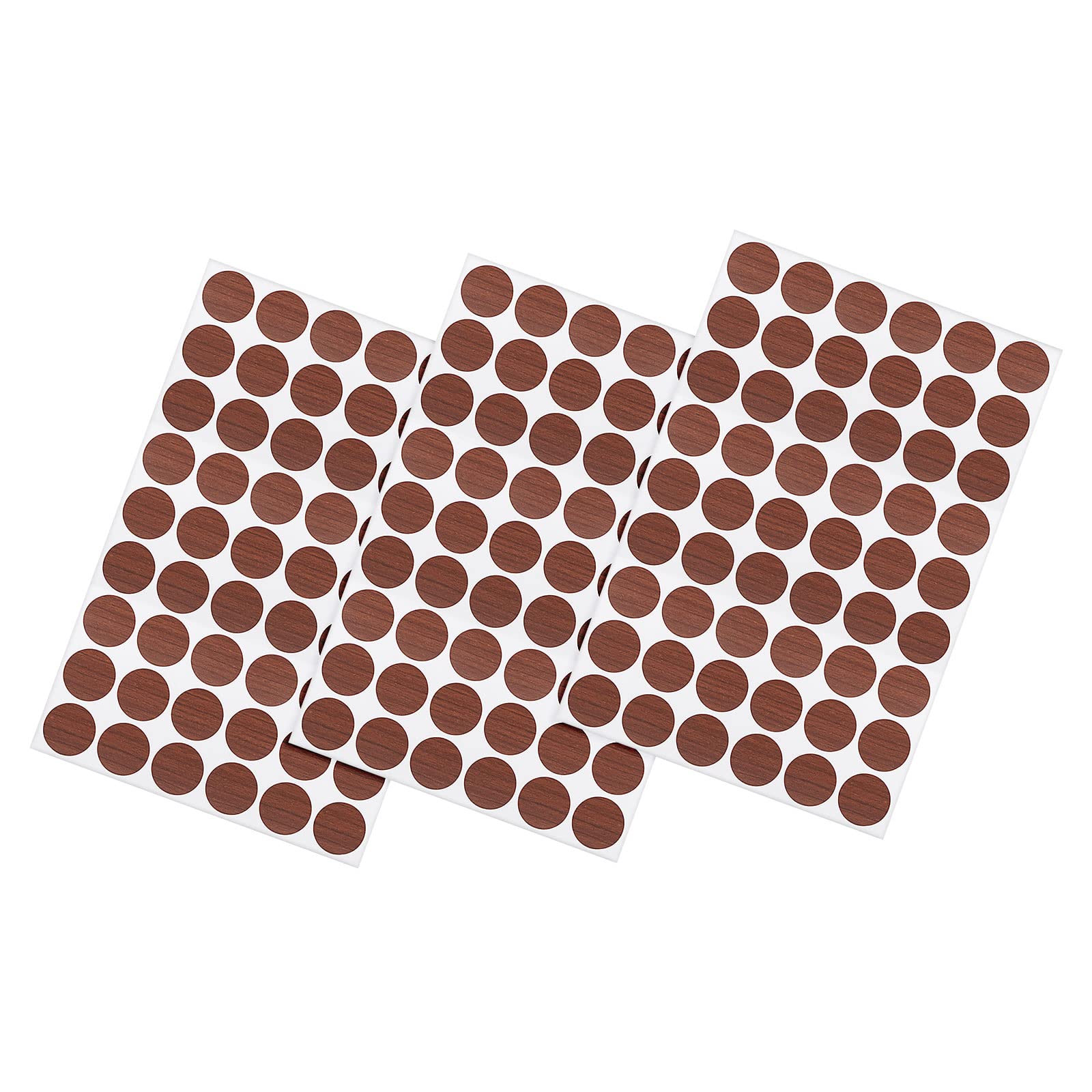 METALLIXITY Screw Hole Cover Stickers (21mm Dia) 162Pcs in 3 Sheet, PVC Shelf Peg Sealing Caps Waterproof - for Cupboard Wardrobe Furniture, Dark Brown with Wood Grain