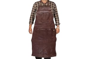 D DOLLY LAMB Adjustable Leather Aprons, Heat & Flame-Resistant Heavy Duty Forge Apron with Multiple PocketS for Men