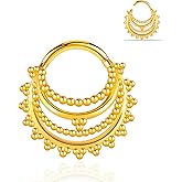 Maxbott 16G Septum Ring 8mm Hinged Segment Ring Hoop Daith Rook Conch Helix Tragus Nose Rings Surgical Steel Septum Clickers Ear Piercings Jewelry