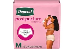 Depend Postpartum Underwear for Women, Adult Incontinence Underwear, Maximum Absorbency, Medium, 18 Count