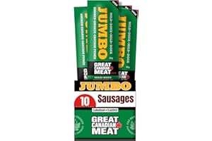 Mild Jumbo Smoked Sausages Locally Made & Hardwood Smoked, 10 x 72g Caddy of Meat Snacks by Great Canadian Meat, Gluten Free,