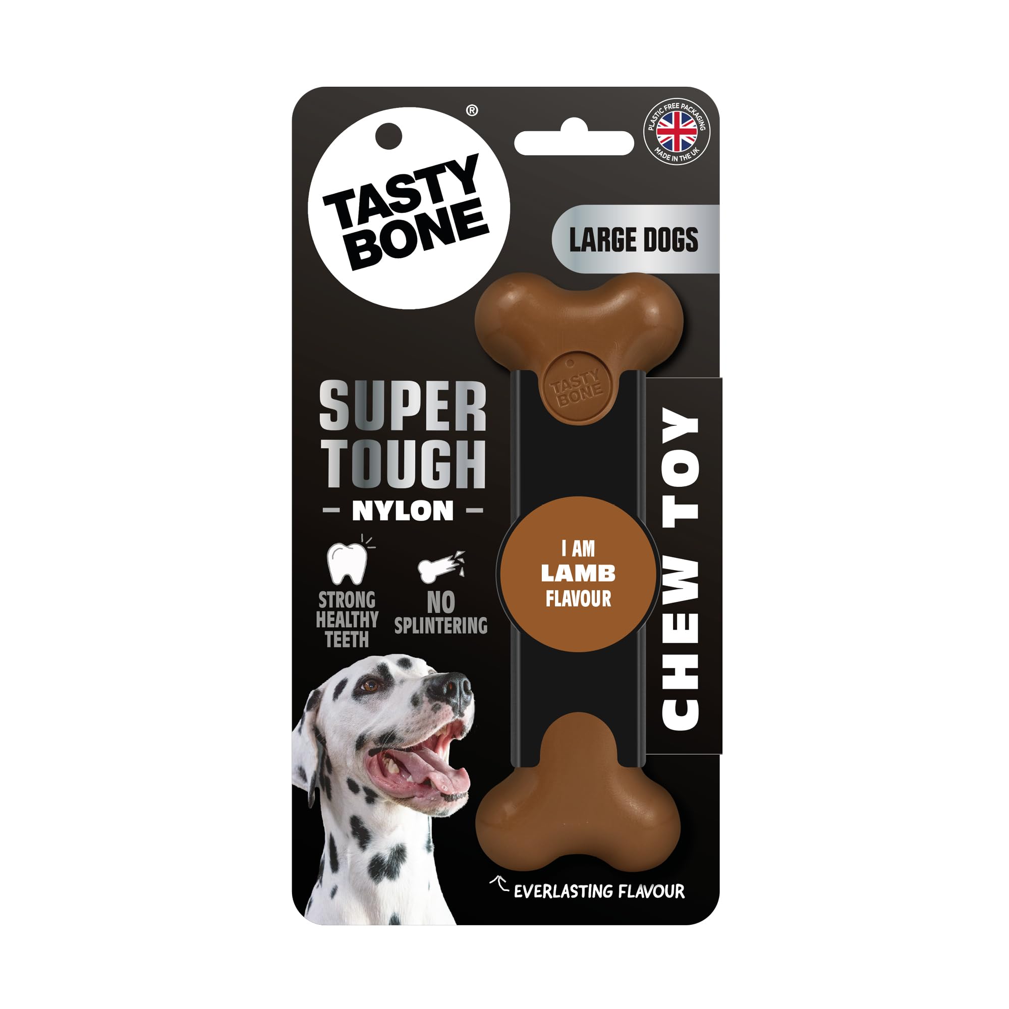 TastyBone Nylon Dog Chew Toy for Large Dogs (Lamb) - Indestructible for Aggressive Chewers, Everlasting Flavour, Strong Healthy Teeth, Made in the UK