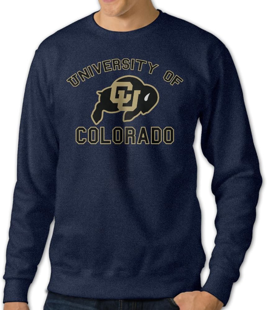 BestGifts Men's University of Colorado Boulder Crew Neck Sweatshirts Navy